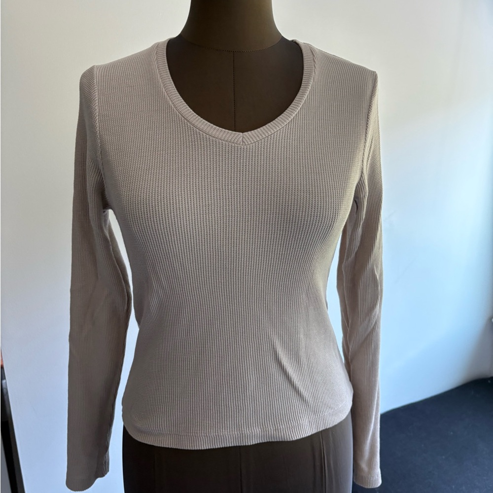 ASOS Tan and White Fitted Long Sleeve Tee